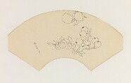 Lychees, Longyan, and Peaches, after Yun Shouping, Xie Zhiliu  Chinese, Drawing; pencil and ink on tracing paper, China