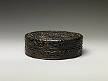 Box with chi dragons amid clouds, Carved black, red, and yellow lacquer, China