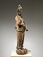 Bodhisattva Avalokiteshvara (Guanyin), Wood (wiillow) with traces of pigment; single woodblock construction, China