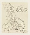 Kneeling Attendant, Xie Zhiliu Chinese, Drawing; ink on transparent paper, China