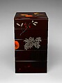 Tiered Food Box with Summer and Autumn Fruits, Shibata Zeshin (Japanese, 1807–1891), Brown lacquer with gold, silver, and colored lacquer maki-e, Japan