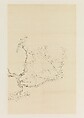 Bird Chattering on a Blossoming Peach, Xie Zhiliu  Chinese, Drawing mounted as a hanging scroll; ink on tracing paper, China