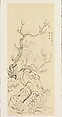 Bird, Blossoming Plum, and Rock, after Chen Hongshou, Xie Zhiliu Chinese, Drawing mounted as a hanging scroll; ink on paper, China
