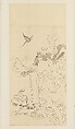 Butterflies, Bird, Lotus, and Rock, after Chen Hongshou, Xie Zhiliu Chinese, Drawing mounted as a hanging scroll; ink on tracing paper, China