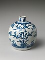 Jar decorated with auspicious characters amid plants, Porcelain painted in underglaze cobalt blue (Jingdezhen ware), China