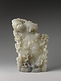 Mountain scene in the form of pine, cranes, and immortals, Jade (nephrite), China
