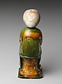 Seated court lady, Earthenware with tri-color (sancai) glaze, China