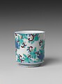 One of Three Cups with Floral Designs, from a Set of Twenty, Porcelain with underglaze blue and overglaze enamels (Hizen ware, Nabeshima type), Japan