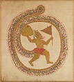 Hanuman Bearing the Mountaintop with Medicinal Herbs, Ink and opaque watercolor on cloth, India (Rajasthan)