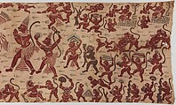 The Combat of Rama and Ravana, Painted and mordant-dyed cotton, India, Coromandel Coast