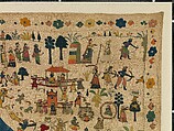 Rumal with Scenes from the Ramayana, Cotton with silk, tinsel, and metal embroidery, India (Jammu and Kashmir)
