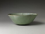 Large Bowl with Floral Design, Porcelain with celadon glaze and underglaze blue (Hizen ware, early Imari type), Japan
