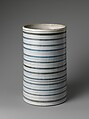Water Jar with Striped Design, Porcelain with underglaze blue decoration (Hizen ware), Japan