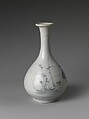 Wine Bottle with Flowers and Grasses, Porcelain with underglaze blue decoration (Hizen ware, early Imari type), Japan