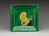 Dish with Lion Design, Stoneware with overglaze enamels (Sanuki ware, Gennai type), Japan