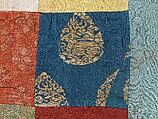 Patchwork of Woven Textiles, Plain weave silk; silk satin brocade with metal thread; silk satin, China