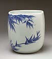 Water Jar (Mizusashi) with Bamboo, Porcelain painted with cobalt blue under a transparent glaze (Hirado ware), Japan