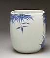 Water Jar (Mizusashi) with Bamboo, Porcelain painted with cobalt blue under a transparent glaze (Hirado ware), Japan