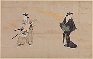 Beauties and Young Gallants, Album leaves; ink and color on paper, Japan