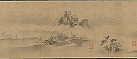 Eight Views of the Xiao and Xiang Rivers, Kano Tsunenobu (Japanese, 1636–1713), Handscroll; ink and color on silk, Japan