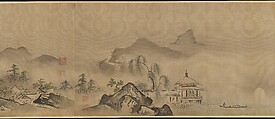 Eight Views of the Xiao and Xiang Rivers, Kano Tsunenobu (Japanese, 1636–1713), Handscroll; ink and color on silk, Japan