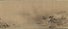 Eight Views of the Xiao and Xiang Rivers, Kano Tsunenobu (Japanese, 1636–1713), Handscroll; ink and color on silk, Japan