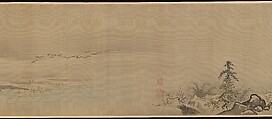 Eight Views of the Xiao and Xiang Rivers, Kano Tsunenobu (Japanese, 1636–1713), Handscroll; ink and color on silk, Japan