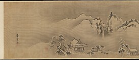 Eight Views of the Xiao and Xiang Rivers, Kano Tsunenobu (Japanese, 1636–1713), Handscroll; ink and color on silk, Japan