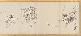 Frolicking Figures and Animals, Kawanabe Kyōsai 河鍋暁斎 (Japanese, 1831–1889), Handscroll; wash drawing, Japan