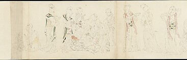 In the Palace, Unidentified artist  , 20th century, Handscroll; ink and color on paper, Japan