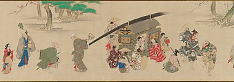 Festival Scenes, Handscroll; ink and color on silk, Japan