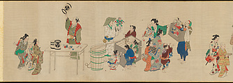 Festival Scenes, Handscroll; ink and color on silk, Japan
