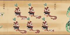 Bugaku Imperial Court Dance, Handscroll from set of two; ink, color, and gold on paper, Japan