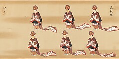 Bugaku Imperial Court Dance, Handscroll from set of two; ink, color, and gold on paper, Japan
