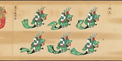 Bugaku Imperial Court Dance, Handscroll from set of two; ink, color, and gold on paper, Japan
