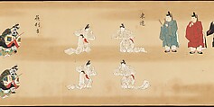 Bugaku Imperial Court Dance, Handscroll from set of two; ink, color, and gold on paper, Japan