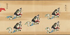 Bugaku Imperial Court Dance, Handscroll from set of two; ink, color, and gold on paper, Japan