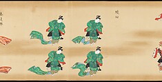 Bugaku Scroll, Handscroll from set of two; ink, color, and gold on paper, Japan
