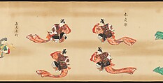 Bugaku Scroll, Handscroll from set of two; ink, color, and gold on paper, Japan