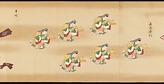 Bugaku Scroll, Handscroll from set of two; ink, color, and gold on paper, Japan