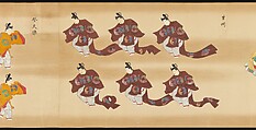 Bugaku Scroll, Handscroll from set of two; ink, color, and gold on paper, Japan
