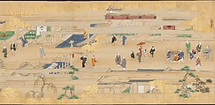 Street Scenes in Kyoto, Handscroll; ink and color on paper, Japan