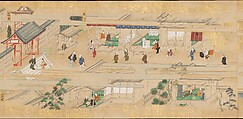Street Scenes in Kyoto, Handscroll; ink and color on paper, Japan