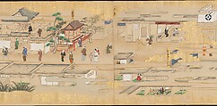 Street Scenes in Kyoto, Handscroll; ink and color on paper, Japan