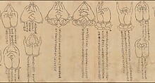 Scroll of Mudras, Handscroll; ink on paper, Japan