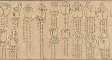 Scroll of Mudras, Handscroll; ink on paper, Japan