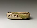 Square Dish with Abstract Motifs, Shuntai (Japanese, 1799–1878), Glazed stoneware (Seto ware, Oribe Revival type), Japan