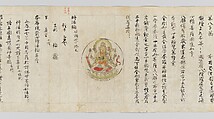 Scroll from the Compendium of Iconographic Drawings (Zuzōshō), Handscroll; ink and color on paper, Japan