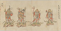 Scroll 9 of Collected Iconography (Zuzōshō): Ten (Devas), Handscroll; ink and color on paper, Japan