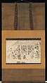A Nenbutsu Gathering at Ichiya, Kyoto, Section of a handscroll mounted as a hanging scroll; ink and color on paper, Japan